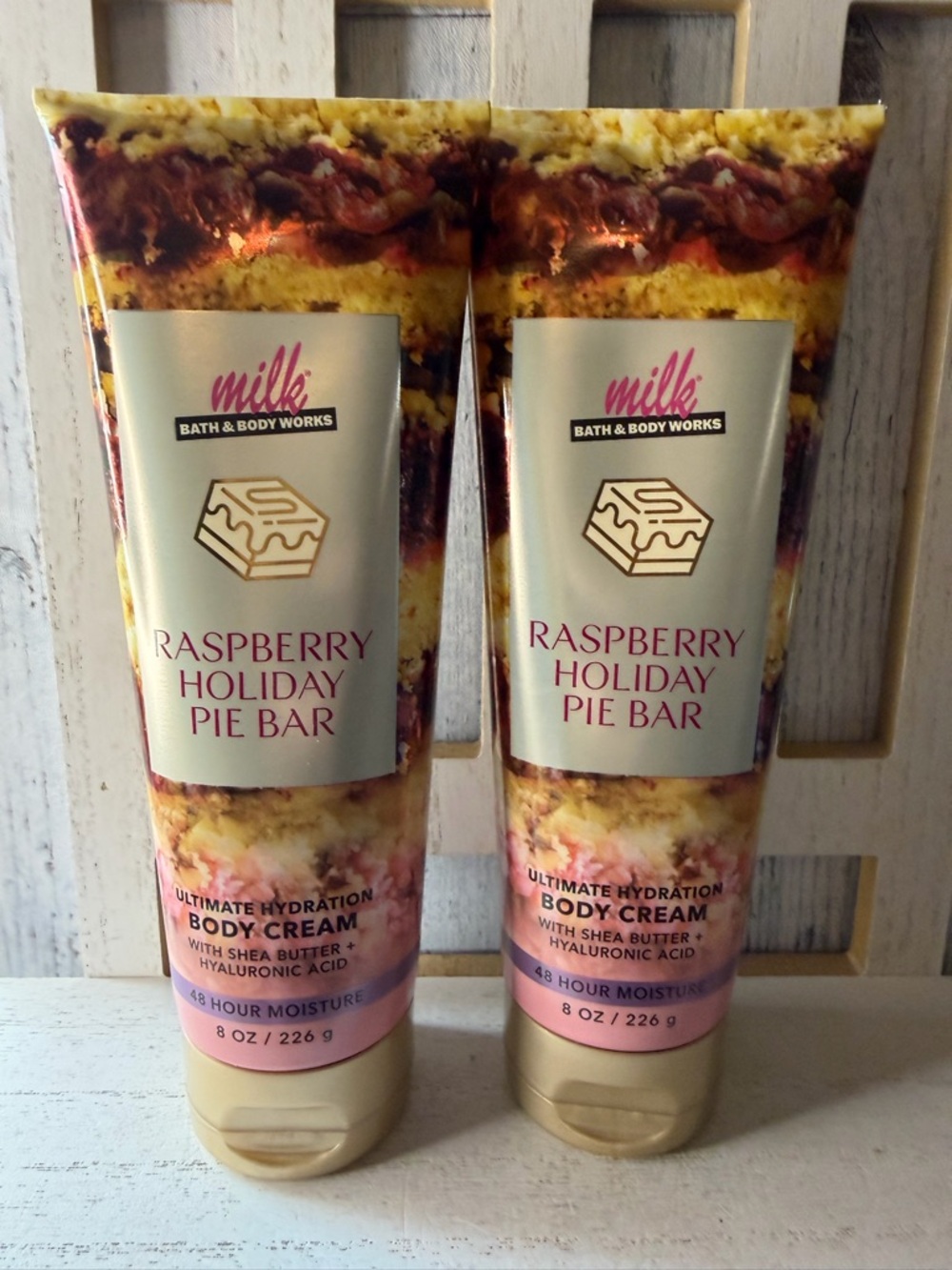 2-PACK Bath & Body Works x Milk RASPBERRY HOLIDAY PIE BAR Hydration Body Cream